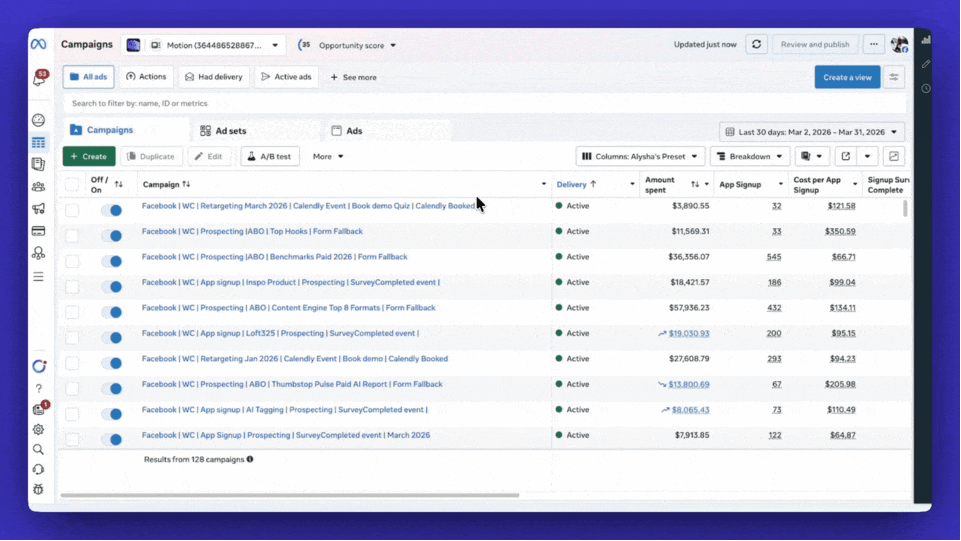 We pull your real ad data into Motion